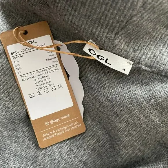 OGL Sweater Turtleneck Ribbed Heather Grey Size Small NEW - Picture 7 of 7